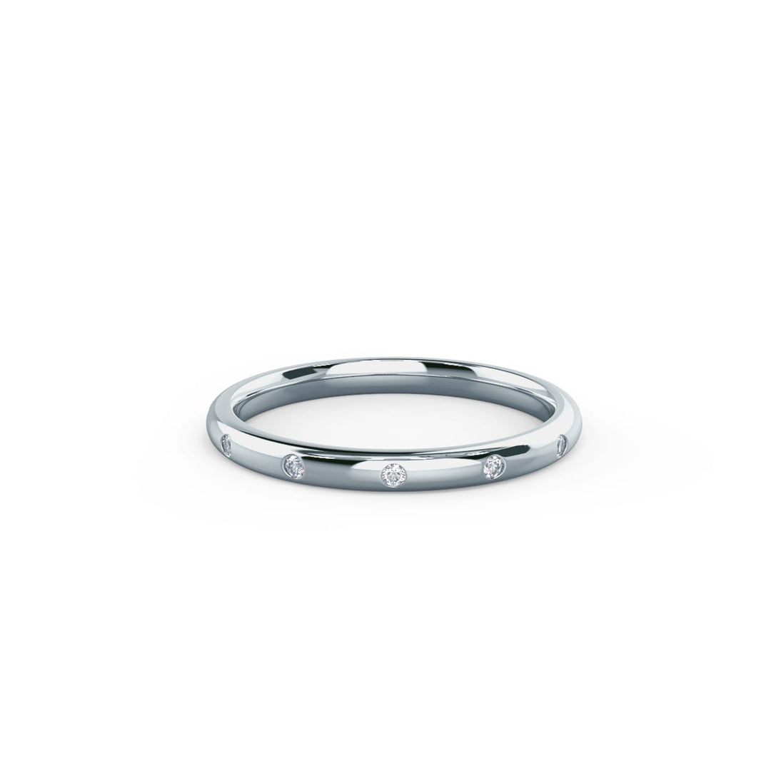 Round Cut Lab Grown Diamond Flat Flush Set Wedding Band - Doozy Diamonds