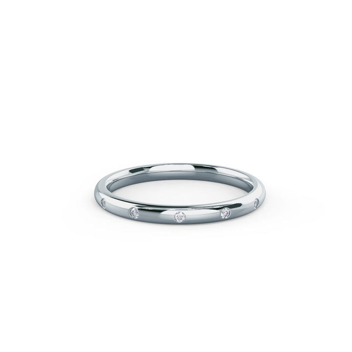Round Cut Lab Grown Diamond Flat Flush Set Wedding Band - Doozy Diamonds