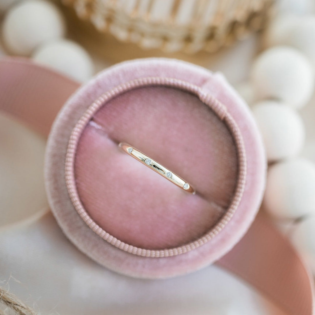 Round Cut Lab Grown Diamond Flat Flush Set Wedding Band - Doozy Diamonds