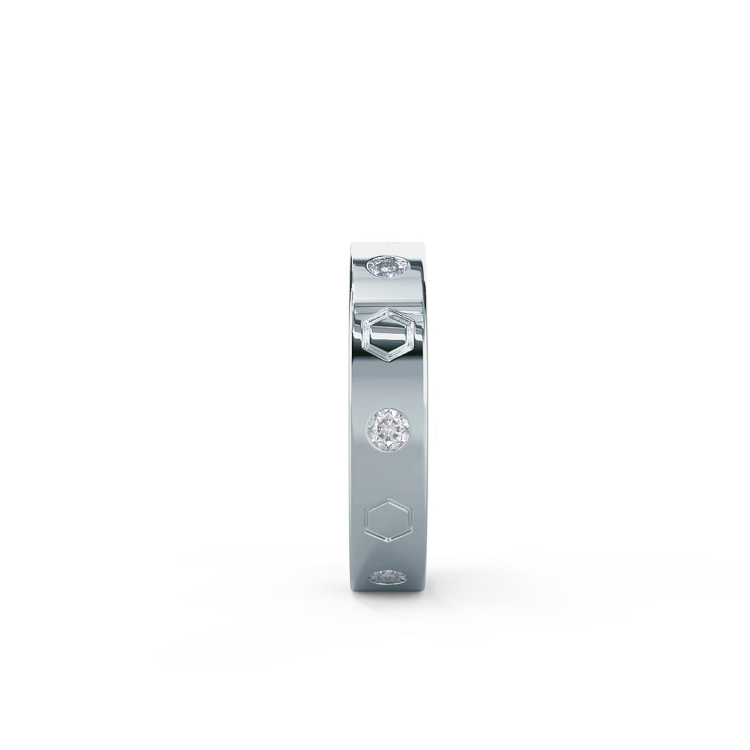 Round Cut Lab Grown Diamond Flush Set Wedding Band - Doozy Diamonds