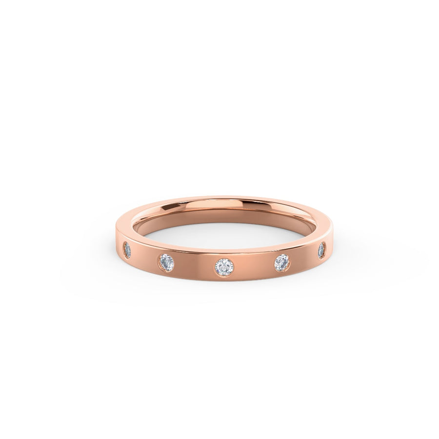 Round Cut Lab Grown Diamond Flush Set Wedding Band - Doozy Diamonds