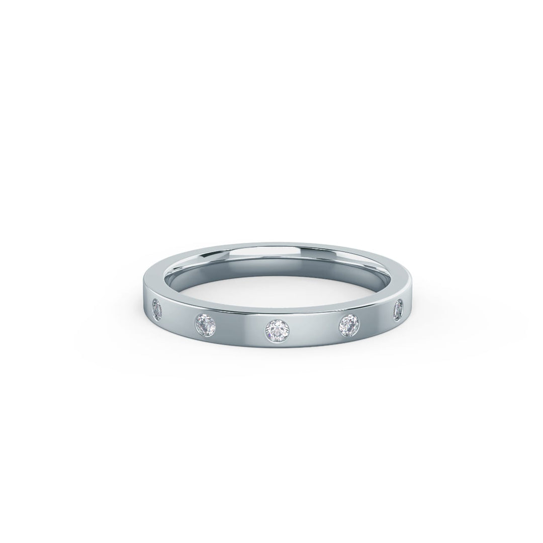 Round Cut Lab Grown Diamond Flush Set Wedding Band - Doozy Diamonds