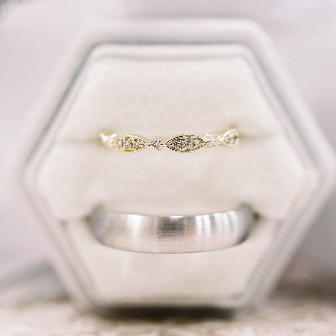 Round DE - VS1 Lab Grown Diamond Petite Pave Wedding Band - Doozy Diamonds