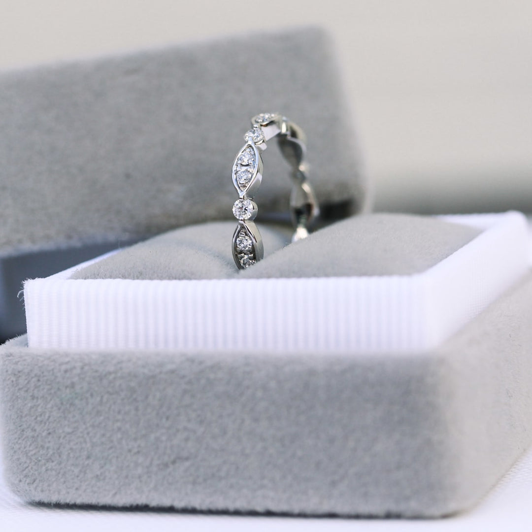 Round DE - VS1 Lab Grown Diamond Petite Pave Wedding Band - Doozy Diamonds