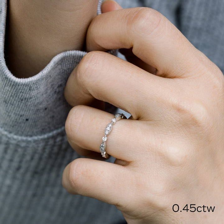Round DE - VS1 Lab Grown Diamond Petite Pave Wedding Band - Doozy Diamonds