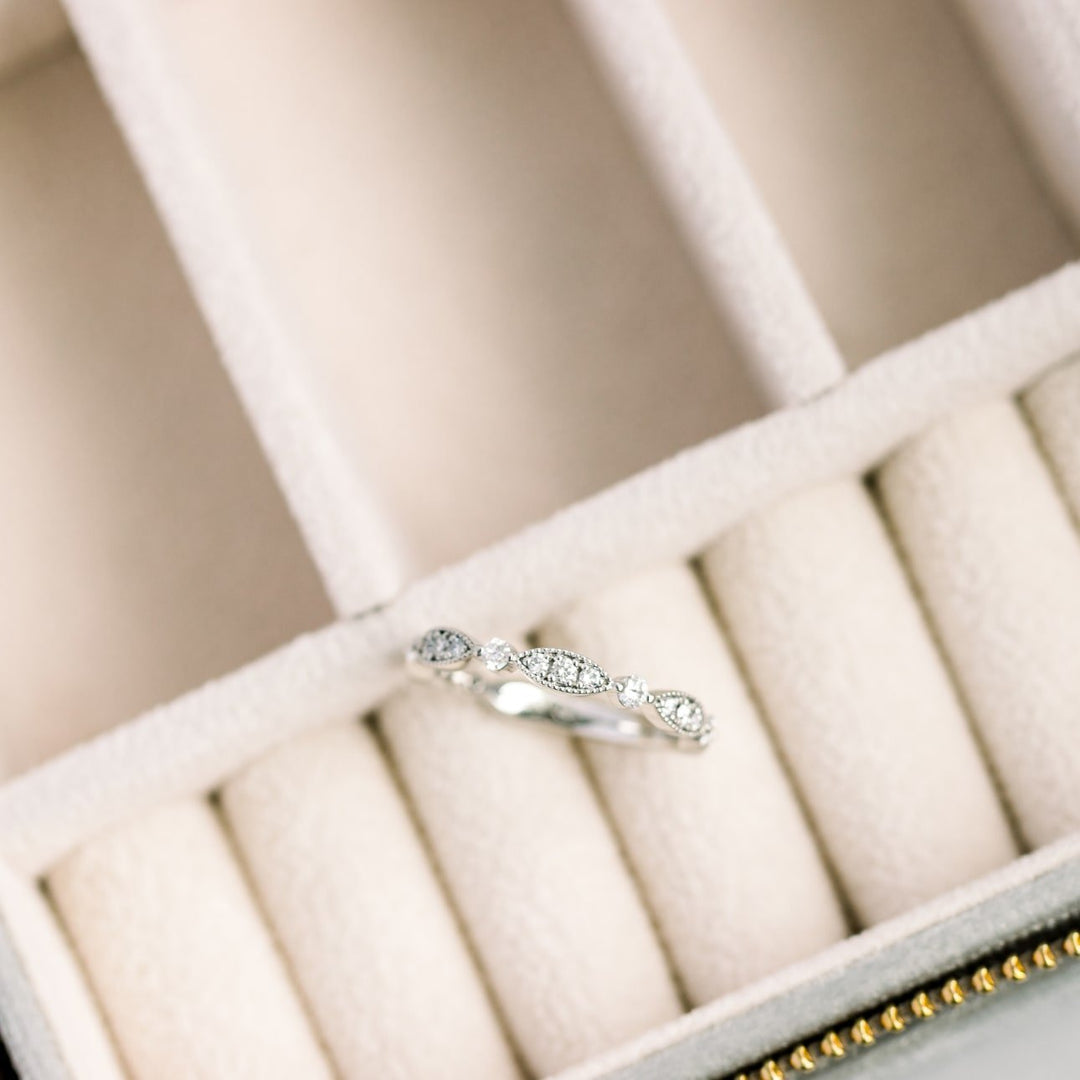 Round DE - VS1 Lab Grown Diamond Petite Pave Wedding Band - Doozy Diamonds