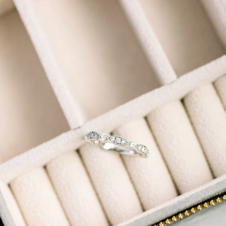 Round DE - VS1 Lab Grown Diamond Petite Pave Wedding Band - Doozy Diamonds