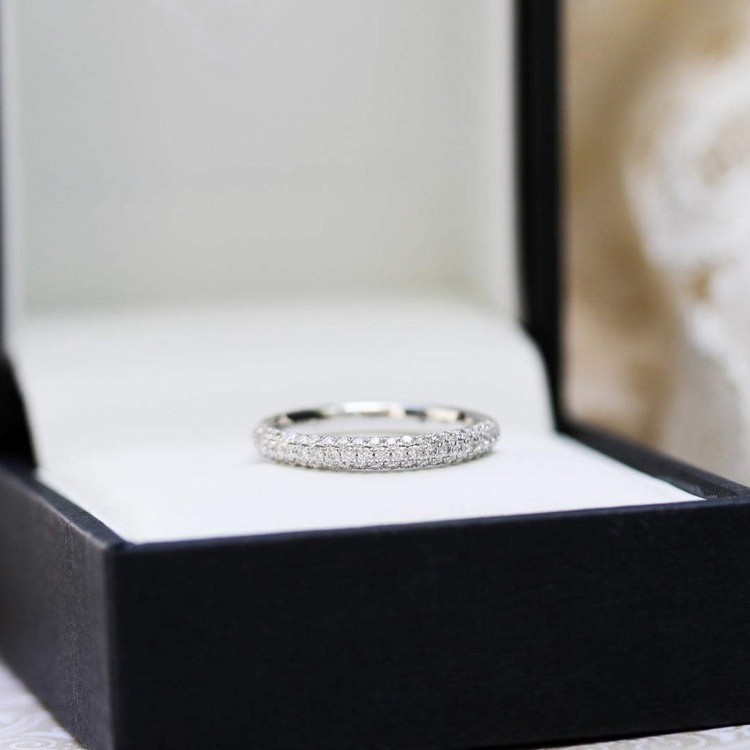 Round DE - VS1 Lab Grown Diamond Three Side Pave Wedding Band - Doozy Diamonds
