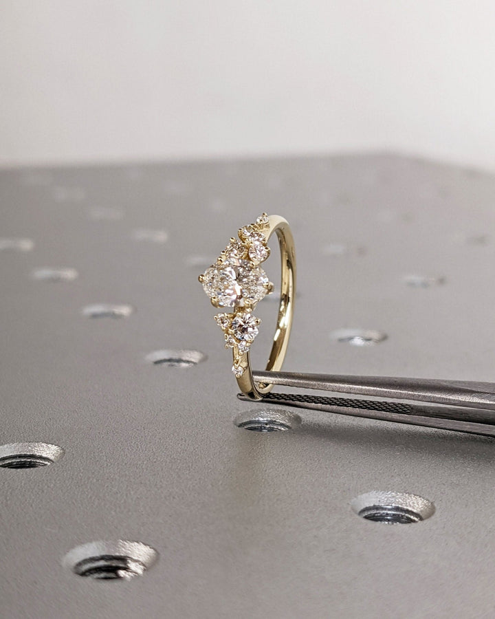 Buy oval cut cluster diamond engagement ring with free shipping