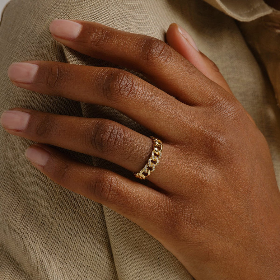 Cuban Chain lab grown diamonds Wedding Band in 14K Gold - Doozy Diamonds