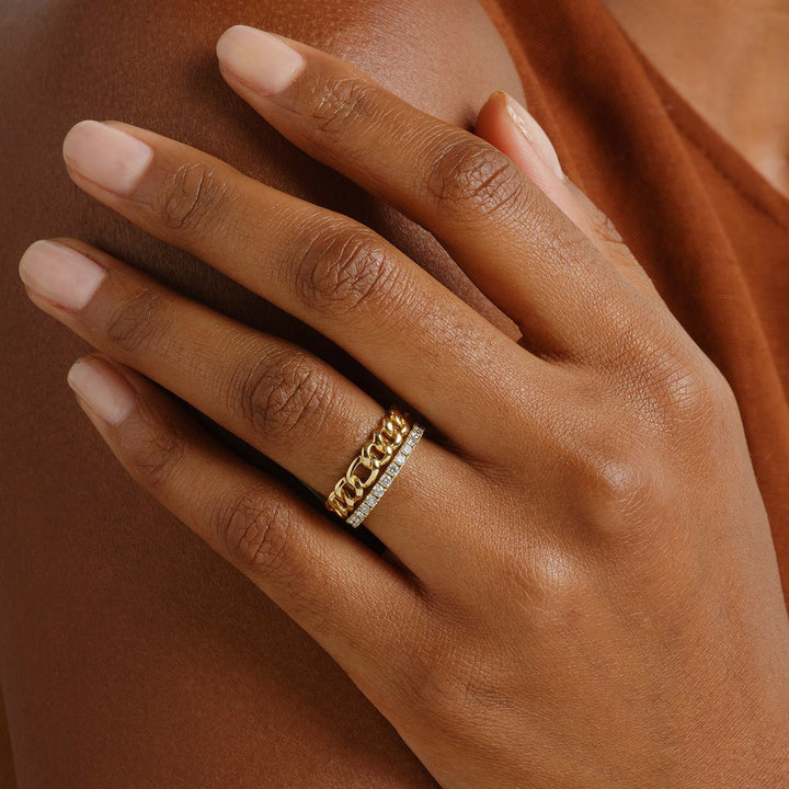 Cuban Chain lab grown diamonds Wedding Band in 14K Gold - Doozy Diamonds