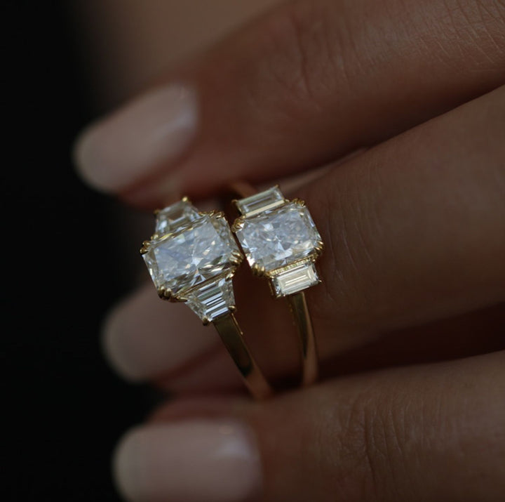 Certified radiant cut diamond featured in solitaire engagement ring