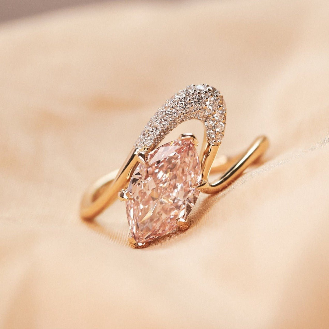 1.50CT - 2.50CT Pink Marquise Lab Grown Diamond Unique Engagement Ring - Doozy Diamonds