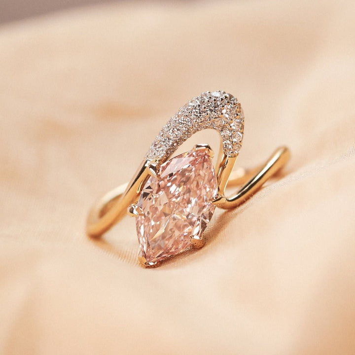 1.50CT - 2.50CT Pink Marquise Lab Grown Diamond Unique Engagement Ring - Doozy Diamonds