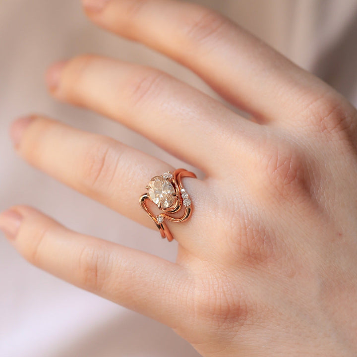 1.50CT - 2.50CT Light Yellow Oval Lab Grown Diamond Unique Engagement Ring - Doozy Diamonds