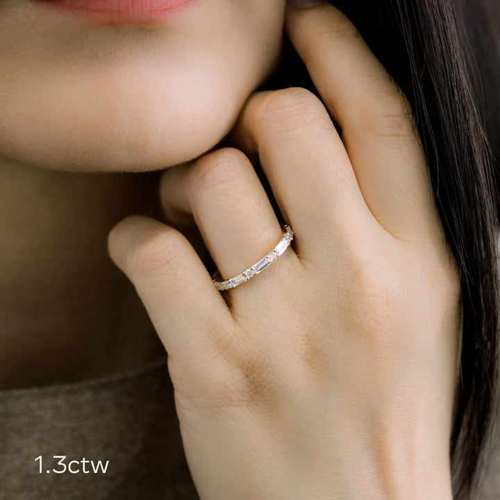 Baguette & Round Cut DE - VS1 Lab Grown Diamond Full Eternity Wedding Band - Doozy Diamonds