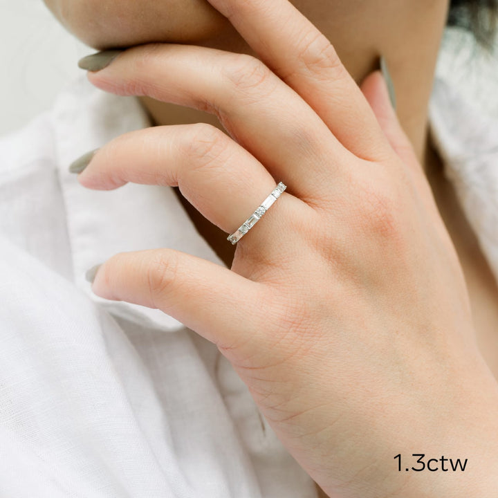 Baguette & Round Cut DE - VS1 Lab Grown Diamond Full Eternity Wedding Band - Doozy Diamonds