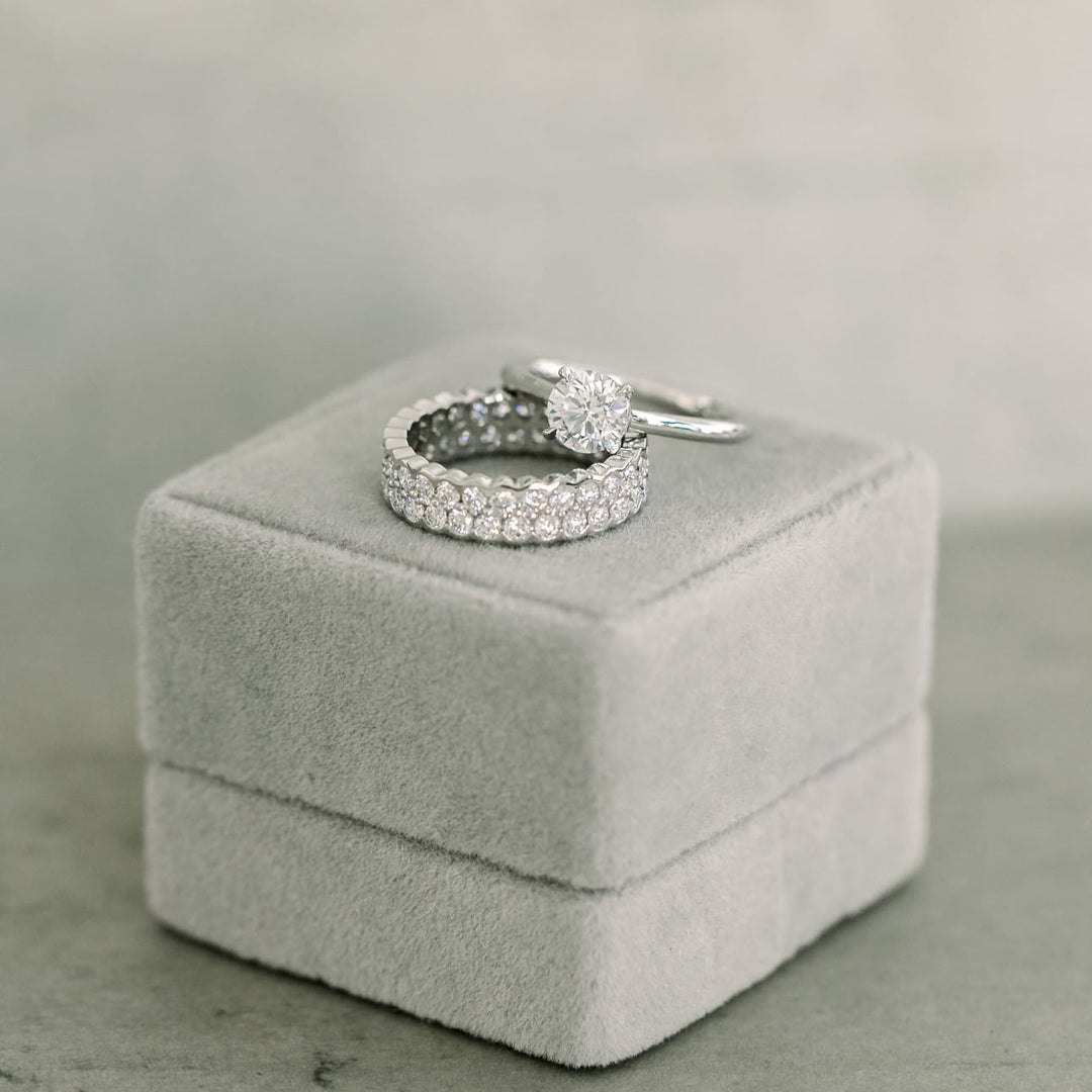 Round Cut Lab Grown Diamond Two Row Wedding Band - Doozy Diamonds