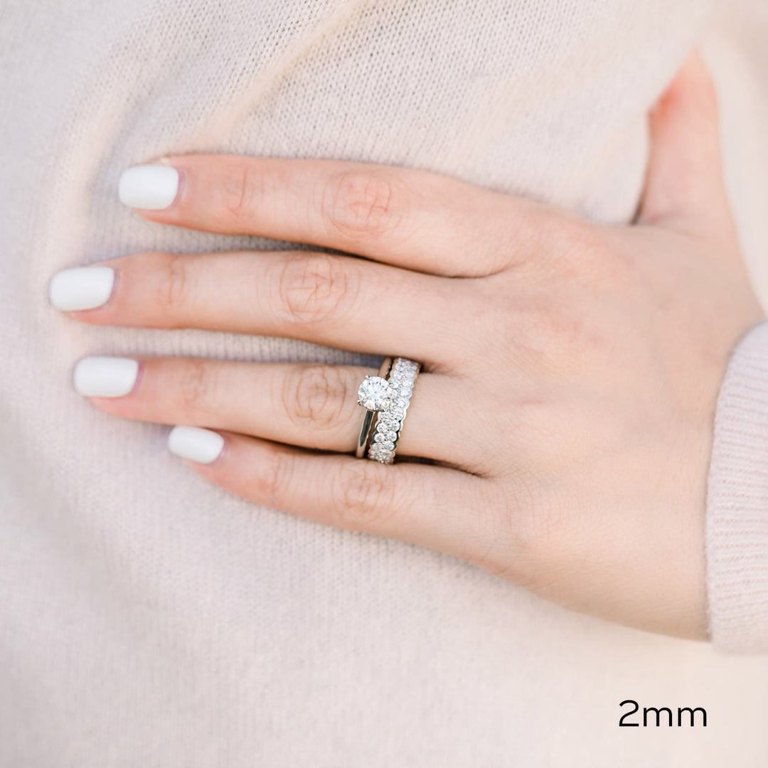 Round Cut Lab Grown Diamond Two Row Wedding Band - Doozy Diamonds