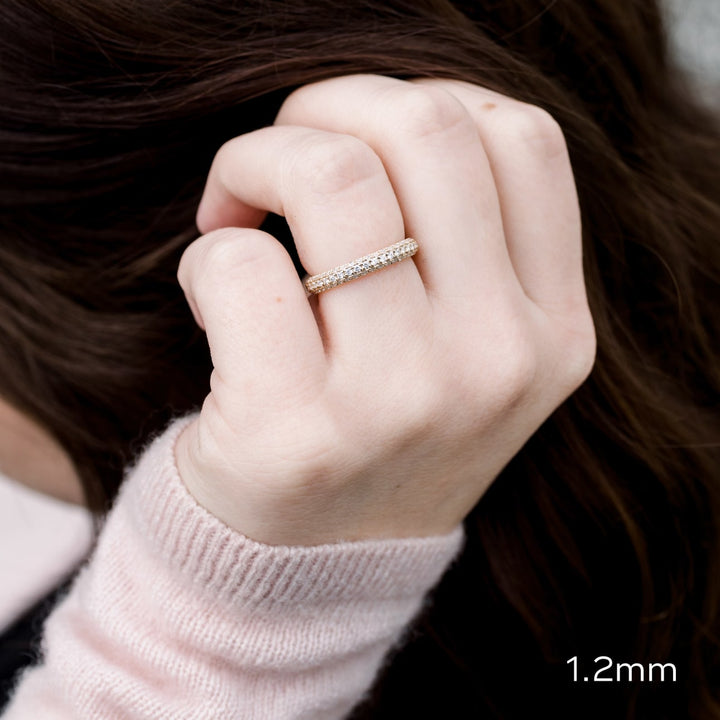 Round DE - VS1 Lab Grown Diamond Three Side Pave Wedding Band - Doozy Diamonds
