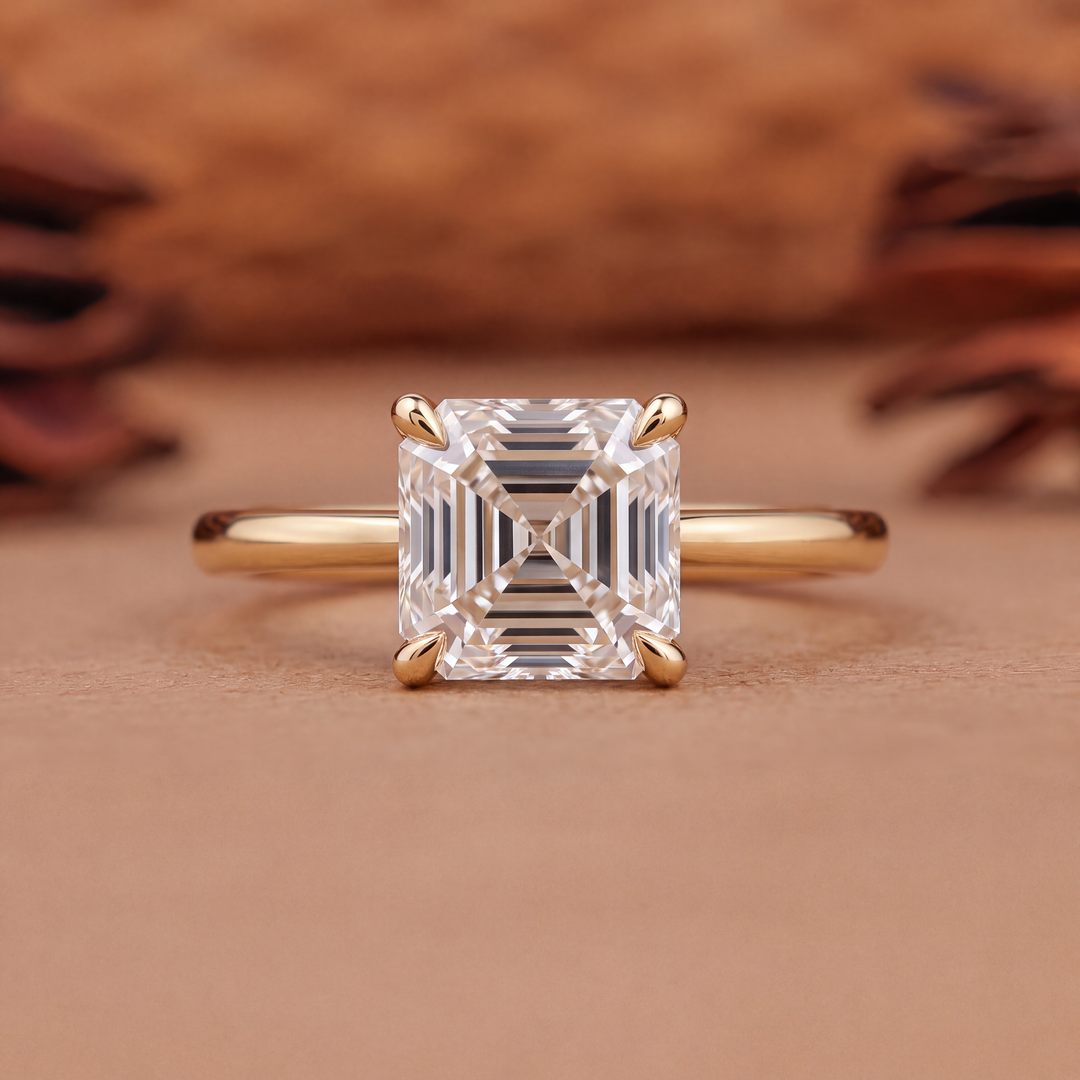 1.0CT Asscher Cut Solitaire E/VS2 Lab Grown Diamond Engagement Ring