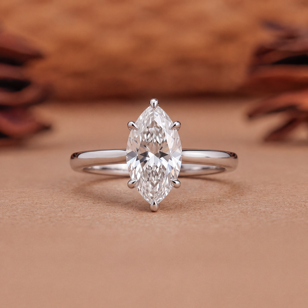 1.0CT Marquise Solitaire Lab Grown E/VS2 Diamond Engagement Ring