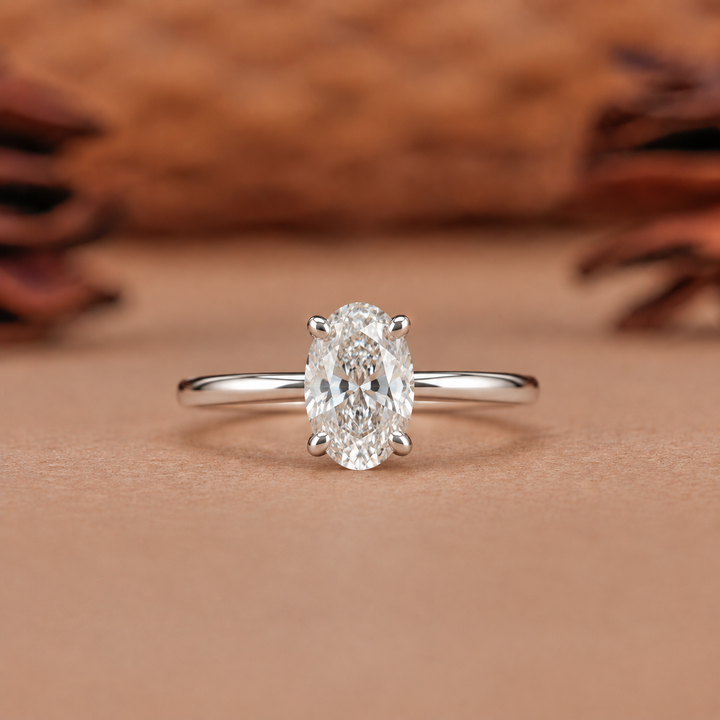 1.0CT Oval Solitaire Lab Grown E/VS2 Diamond Engagement Ring
