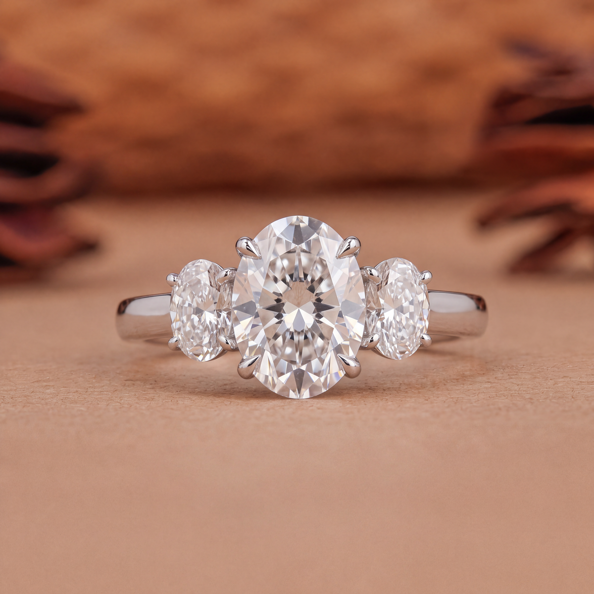 1.0 CT Oval Three Stones CVD E/VS2 Diamond Engagement Ring lab 1.0 CT Oval Three Stones CVD E/VS2 Diamond Engagement Ring lab