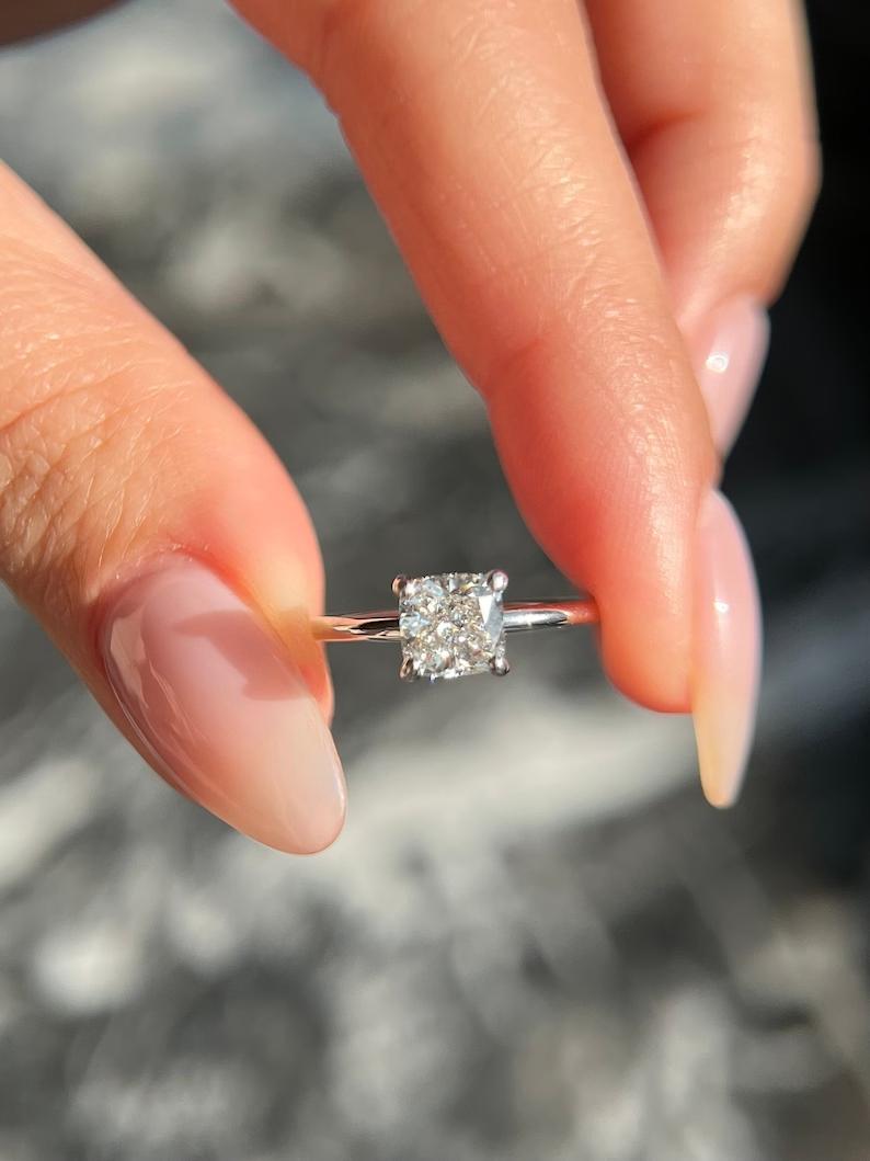 Shop cushion solitaire lab grown diamond engagement ring