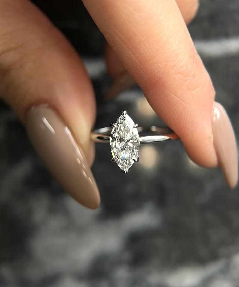 Shop marquise solitaire lab grown diamond engagement ring