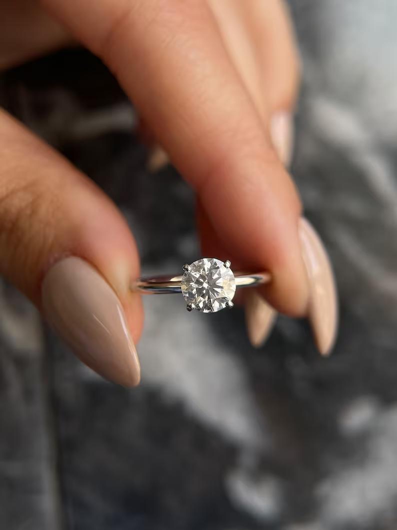 Shop round solitaire lab grown diamond engagement ring