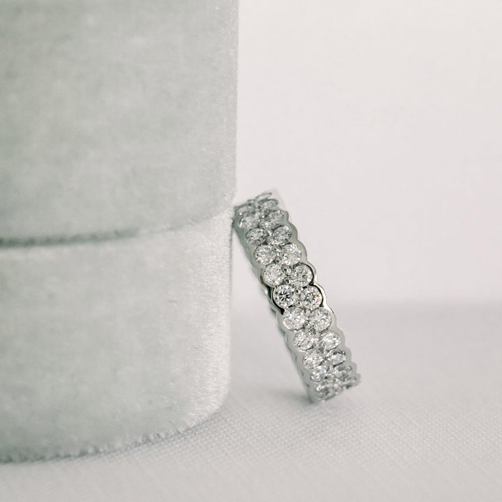 Round Cut Lab Grown Diamond Two Row Wedding Band - Doozy Diamonds