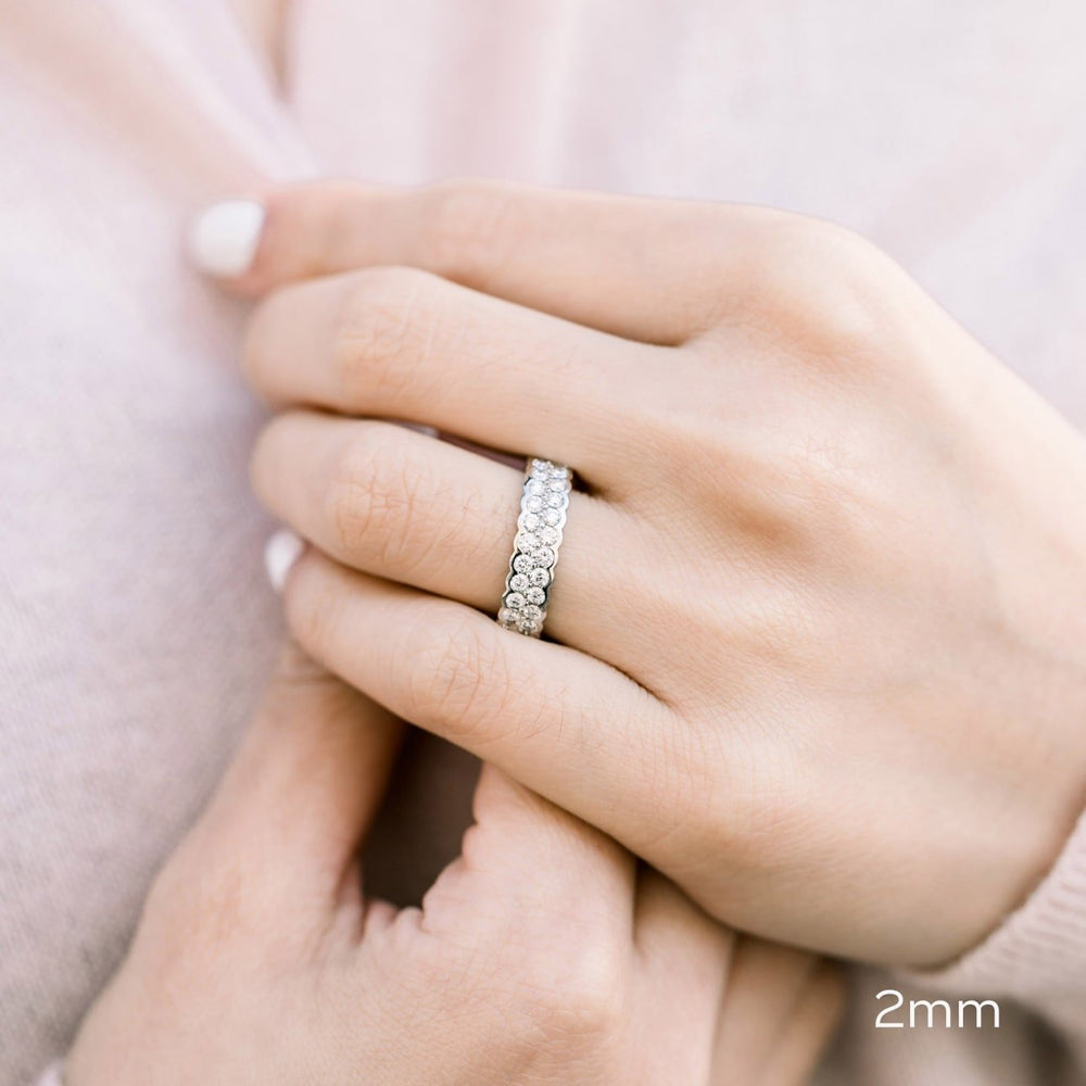 Round Cut Lab Grown Diamond Two Row Wedding Band - Doozy Diamonds
