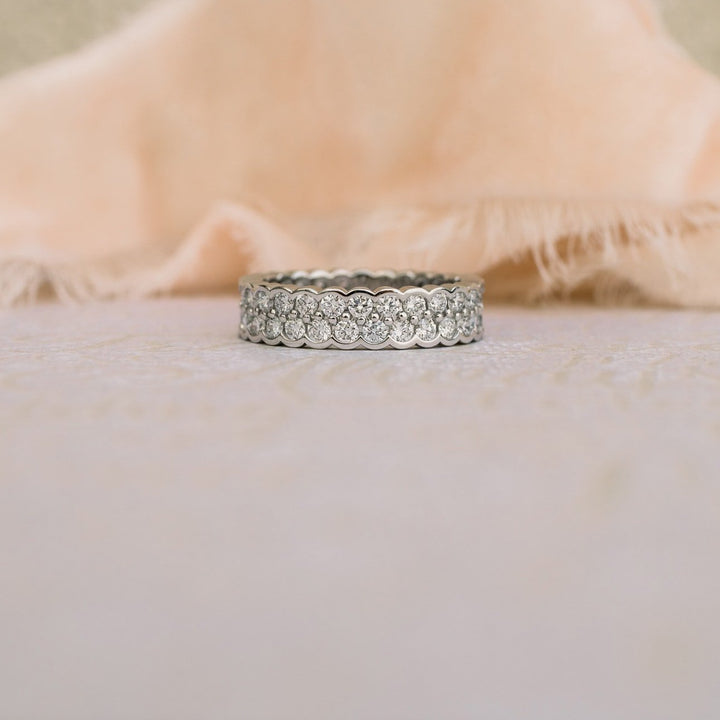 Round Cut Lab Grown Diamond Two Row Wedding Band - Doozy Diamonds
