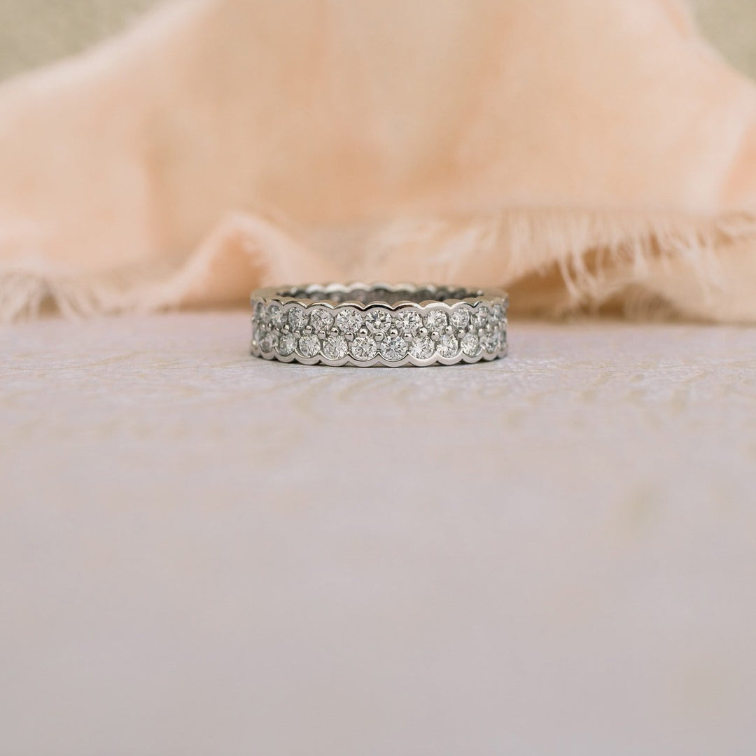 Round Cut Lab Grown Diamond Two Row Wedding Band - Doozy Diamonds