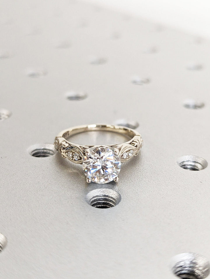 Buy 1.50CT round vintage lab grown diamond engagement ring online