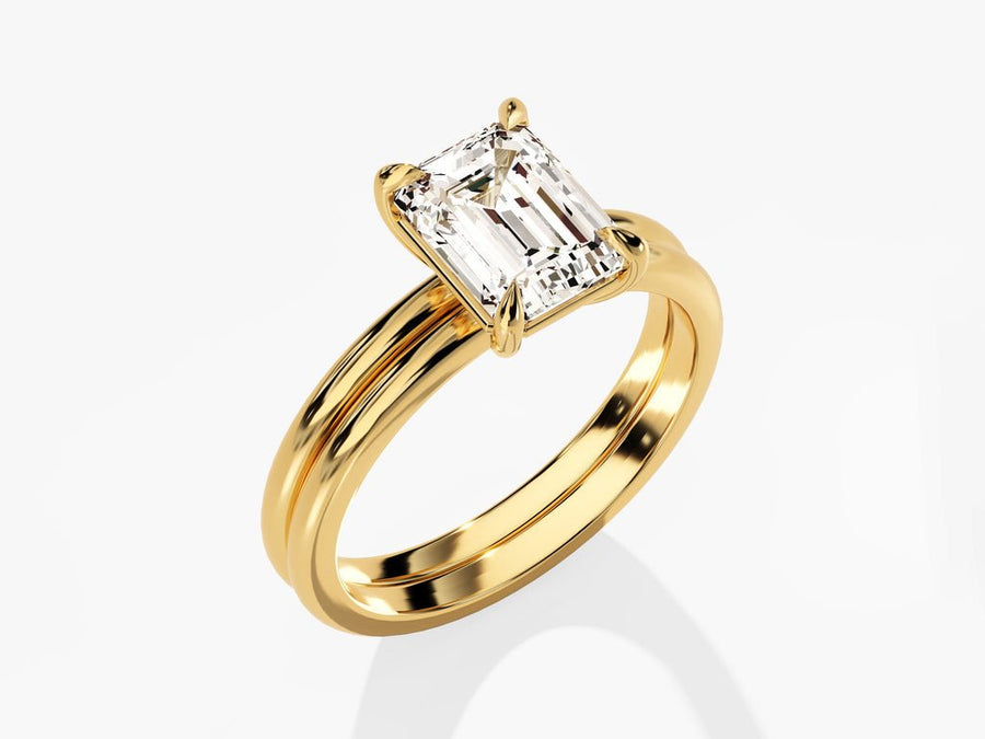 1.50CT Emerald Cut Solitaire F - VS Lab Grown Diamond Engagement Ring Set - Doozy Diamonds
