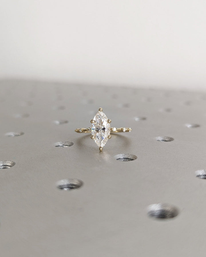 1.50CT marquise cut hidden halo engagement ring available to buy now