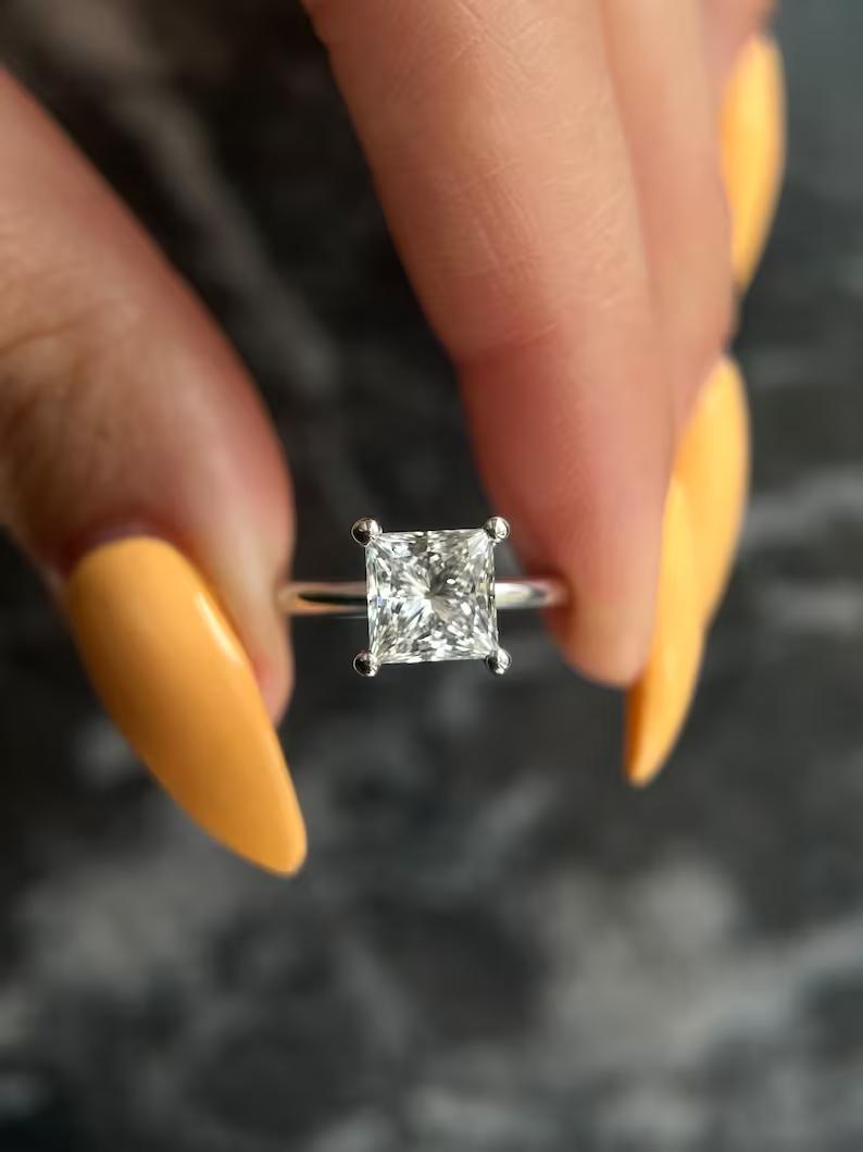 Buy 1.50CT princess solitaire lab grown diamond engagement ring online