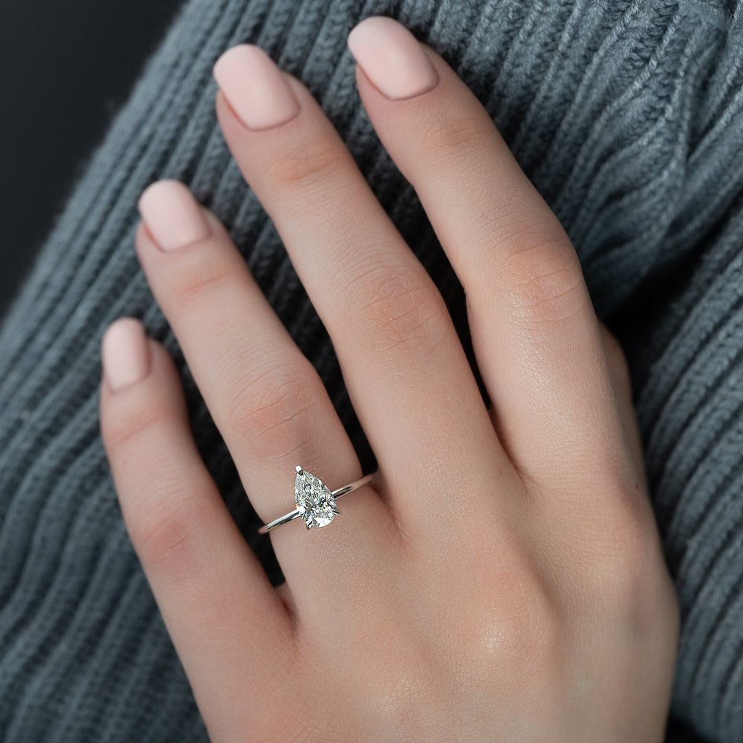 Buy 1.50CT pear hidden halo lab grown diamond engagement ring online
