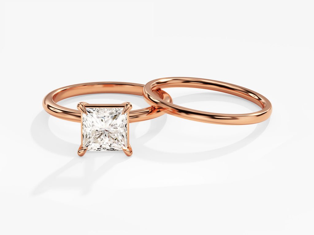 1.50CT Princess Cut Solitaire F - VS Lab Grown Diamond Engagement Ring Set - Doozy Diamonds