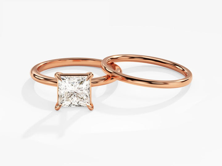 1.50CT Princess Cut Solitaire F - VS Lab Grown Diamond Engagement Ring Set - Doozy Diamonds