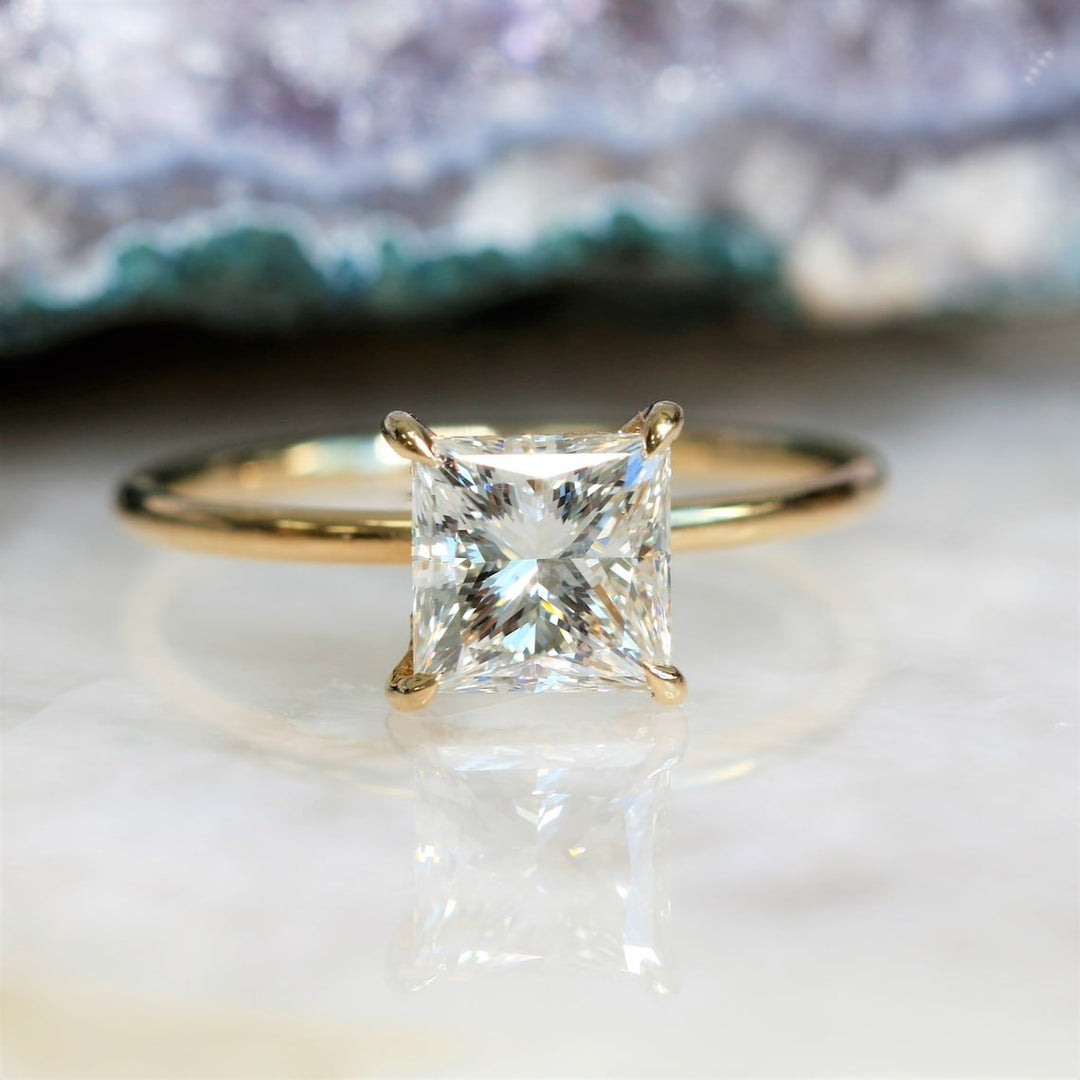 Discover princess hidden halo lab grown diamond engagement ring online