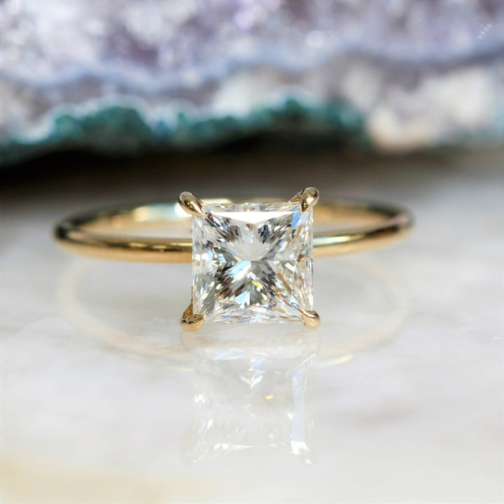 Discover princess hidden halo lab grown diamond engagement ring online