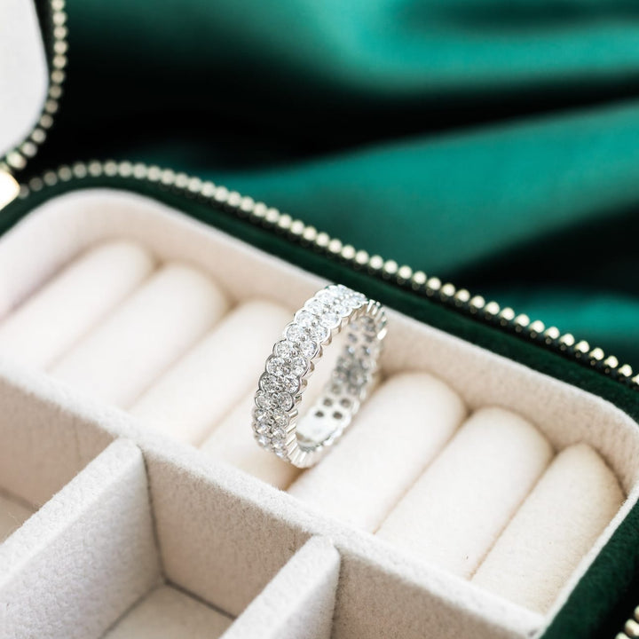 Round Cut Lab Grown Diamond Two Row Wedding Band - Doozy Diamonds