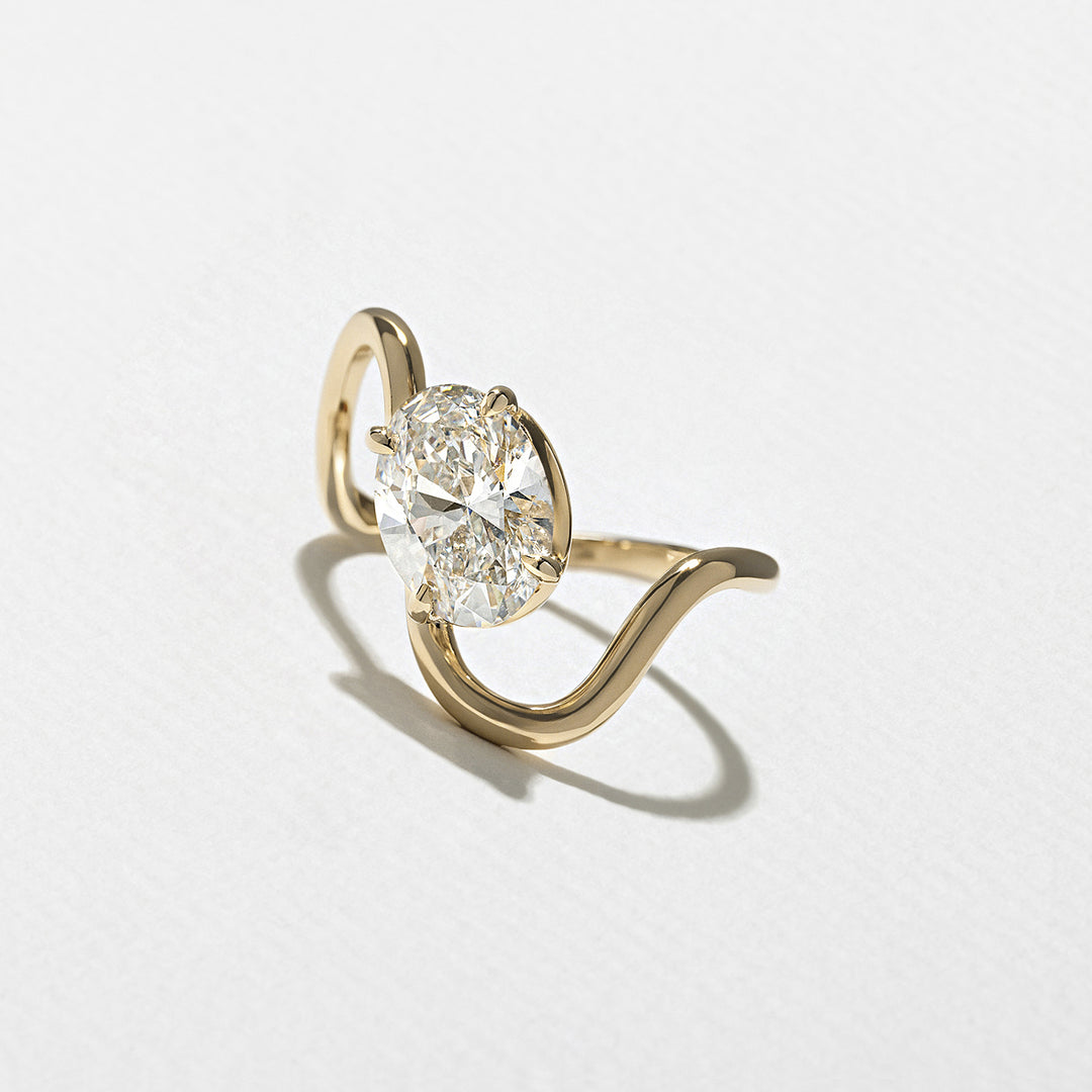 1.75CT Oval E - VS Lab Grown Unique Diamond Wedding Ring With Pave Curved Band - Doozy Diamonds