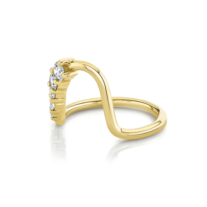 Round diamond band stacked with engagement ring