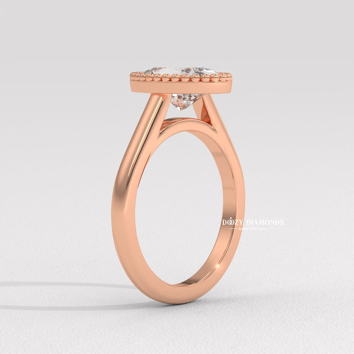 Oval bezel engagement ring with brilliant diamond sparkle