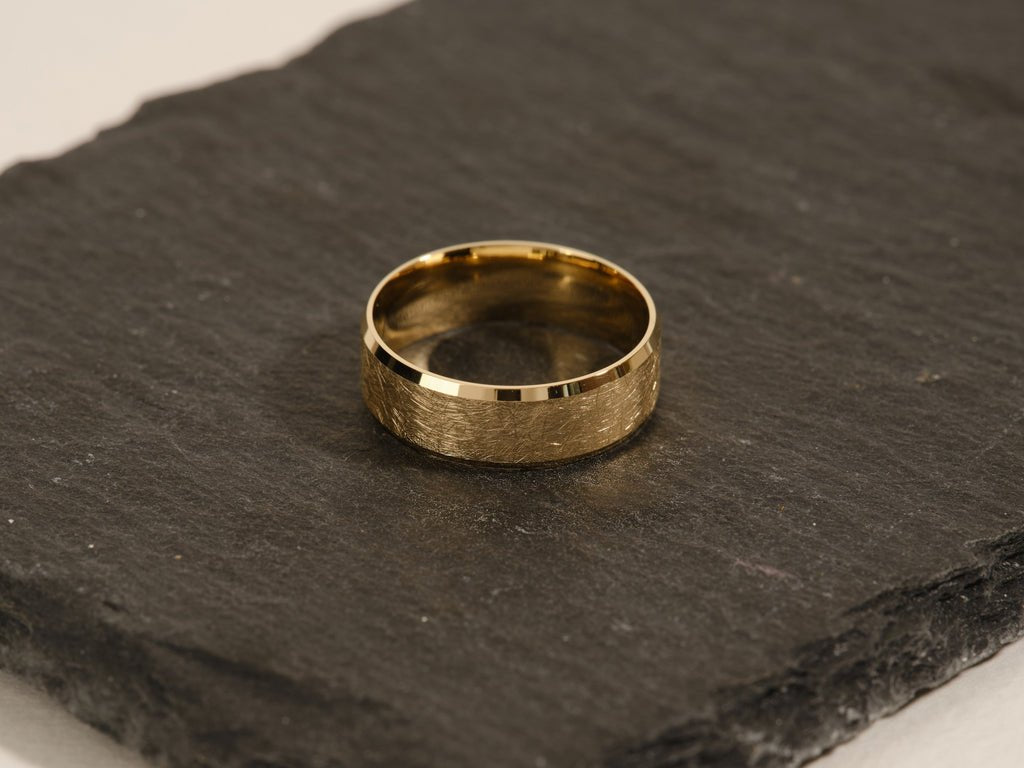7mm Ice Matte Brushed Beveled Edge Men's Wedding Band - Doozy Diamonds