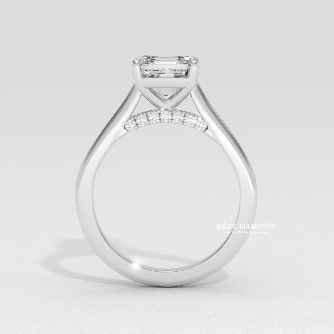 Asscher solitaire diamond engagement ring available in multiple metals